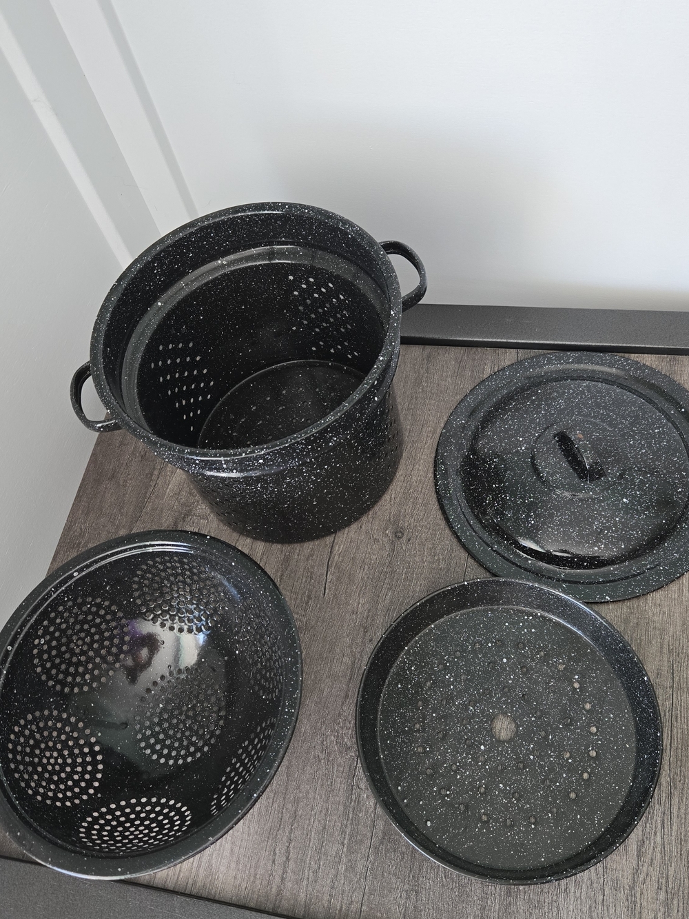 Granite Ware 15.5 Qt 4pc Steamer Stock Pot Strainer Basket Steaming Tray Lid